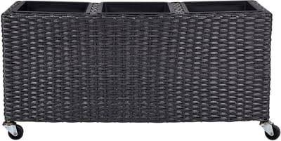 BELLIS - Plantenbak - Zwart - PE rotan