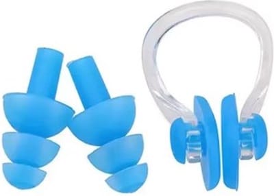 Jumada's Zwemoordoppen met Neusklem - Oordoppen - Unisex - One Size - Blauw