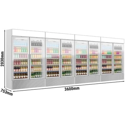GGM Gastro (4 Stück) Getränkekühlschrank - 4800 Liter - rahmenloses Design - mit 8 Glastüren & Werbedisplay Zilver