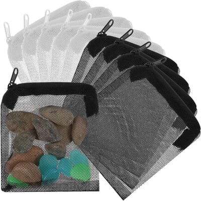 Filterwatten voor aquarium - 10 stuks, filterzakken, actieve kool, netfilterzak, kleine mesh-filterzakken, ritssluiting, mini-netzakken voor aquaria, 11 x 10 cm
