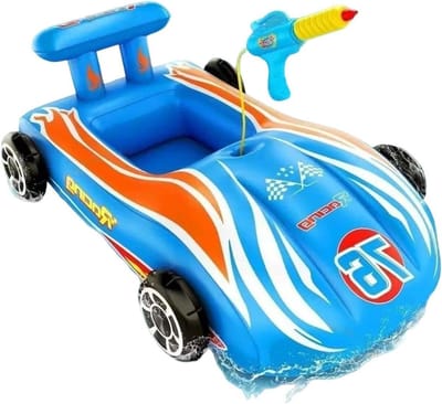Opblaasbare Auto - Zwemkraag Vlotter - Waterpret Spelen - Met Watersproeier - 110x75x40cm - Gekleurd