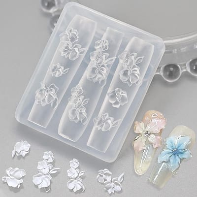 3D Bloem Nagel Sjablonen - Siliconen Gel Nagelkunst Mallen voor Zelfservice Nagel Embossing en Decoratie