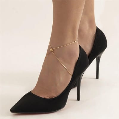Ingemark Eenvoudige Verstelbare Slangenbot Ketting Enkelbandjes Armbanden voor Vrouwen Meisjes Zomer Strand Dunne Schakel Vrouwelijke Blote Voet Sieraden black