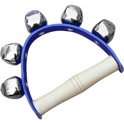 Sonnette à Secouer pour Poignet 5 Clochettes Manche en Bois Sonnette de Traîneau Portative pour l'Éducation Maternelle Bleu blue
