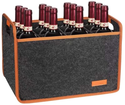 Dailygoody - Flessendrager - 12 Compartimenten - Ideaal voor wijnflessen - Felt - Perfect voor thuisgebruik - Handig en stijlvol - 20L x 5B x 30H cm