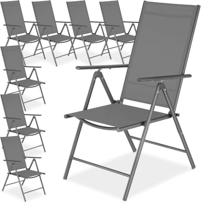 Tuinstoelen Set - Campingstoelen Balkonstoelen - Buiten Zitten - 8-voudig Verstelbaar - Set van 8 - Antraciet