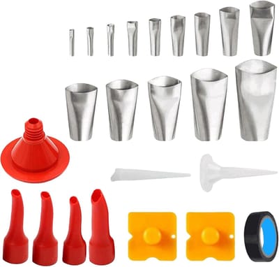 Kitmondstuk Set - Kit Applicator Tips - Nauwkeurig Kitwerk - Roestvrij Staal Materiaal - 24 Stuks Set