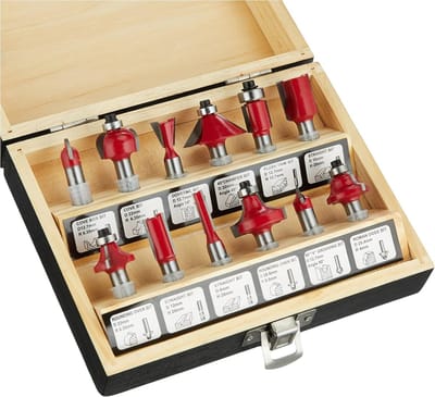 Freesset 12-delig - Houtbewerking Frezen - Creatief Werk - Hardmetalen Snijvlakken - 8 mm Schacht - Rood