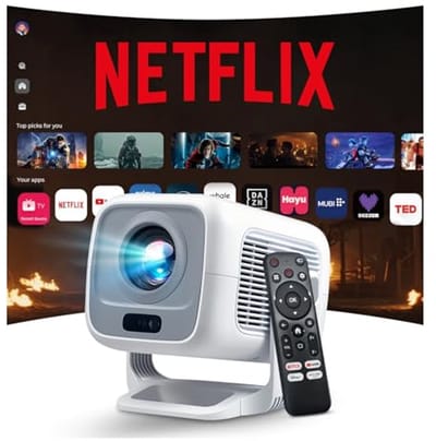 Slimme beamer met autofocus en trapeziumcorrectie - 28000 lumen, 4K ondersteuning, wifi6 en bluetooth voor thuisbioscoop