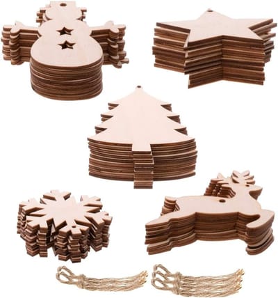 Houten Kersthangertjes voor Schilderen, DIY Decoratie voor Kerstboom en Feestdagen, Creatieve Ambachten