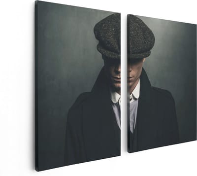 Artaza Canvas Schilderij Tweeluik Engelse Gangster Met Een Pet Uit Jaren 1920  - 80x60 - Foto Op Canvas - Canvas Print