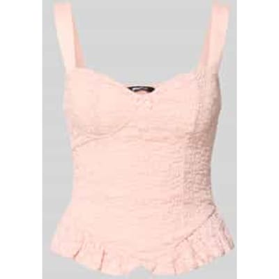 slim fit top met all-over kant