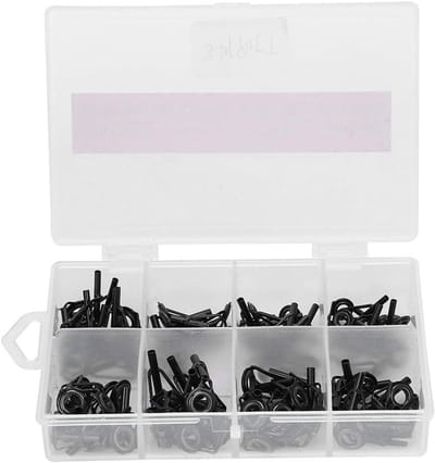 Complete Repair Kit voor Vissers, 80 Stuks Zwarte RVS Keramische Ring Gidsen in 8 Maten voor Vissersbenodigdheden