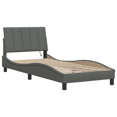 vidaXL - Bedframe - zonder - matras - "Hanko" - 80x200 - cm - stof - donkergrijs