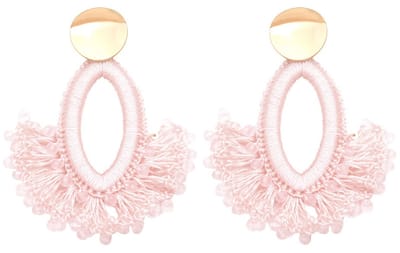 Oorbellen met Glaskralen - Oorhangers - 7 cm - Roze