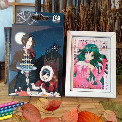 54 Stuks Kaarten Anime Black Butler Poker Speelgoed Cosplay Kuroshitsuji Bordspel Kaarten Hardcover Verzameling Cadeau Met Doos
