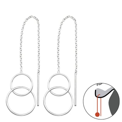 Zilver doortrek oorbellen - thread through rondjes | pull through oorbellen | oorketting | Zilverana | Sterling 925 Silver (Echt zilver) | zilveren oorbellen dames