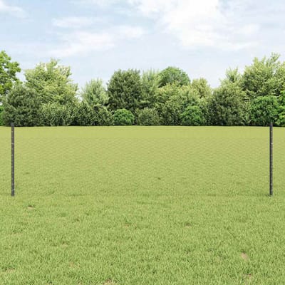 vidaXL - zeshoekig - gaasgek - met - palen - 100 - x - 0,5 - m - PVC-Coated - Staal - Grijs