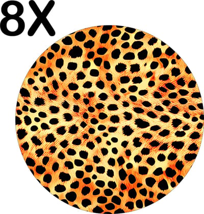 Luxe Ronde Placemat - Panter Print - Patroon - Set van 8 Placemats - 50x50 cm - 2 mm dik Vinyl - Anti Slip - Afneembaar