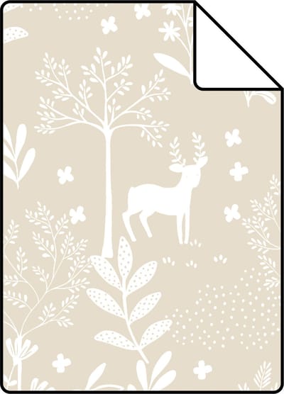 Proefstaal ESTAhome behang bos met bosdieren beige - 53 cm x 10.05 m - 139522-S