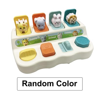 Baby Pop-Up Dieren Speelgoed met Knoppen en Kleuren Montessori Oorzaak-en-Gevolg Speelgoed