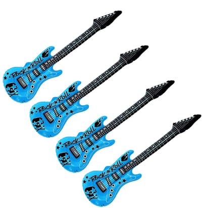 Kruger Opblaas elektrische gitaar - 4x - blauw - speelgoed - kinderen - opblaasbaar - popster