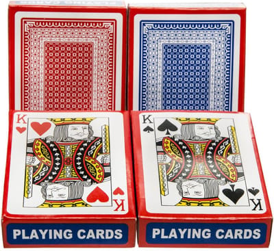Set van 4x poker/kaartspel geplastificeerd - Kaartspellen - Speelkaarten - Pesten/pokeren - Engelstalige speelkaarten