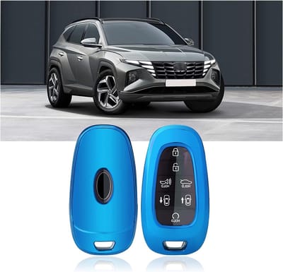 Hyundai Tucson NX4 2021-2024 Sleutelhoes van Silicone TPU voor Plug-in Hybrid en N Line - Blauw, Bescherming en Stijl