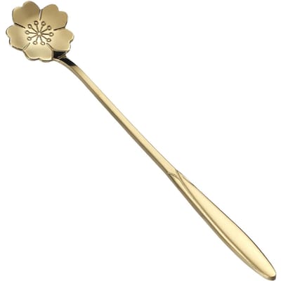 Gouden roestvrijstalen lepel, ergonomische ronde dessertlepel met lange steel voor koffie, thee en ijs beige