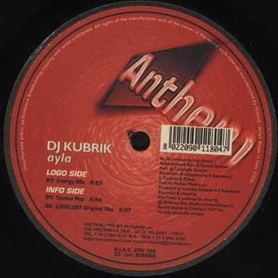 12-inch Plaat DJ KUBRIK - Ayla ATH122 Anthem 2006 Italië Dans & Electronica Gebruikt brown
