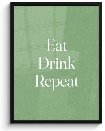 Poster in lijst - Fotolijst 60x80 cm - Posters - Eten - Drinken - Tekst - Mintgroen - Posterlijst zwart - Decoratie - Wanddecoratie woonkamer - Muurdecoratie slaapkamer