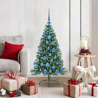 vidaXL - Kunststof - Voorverlichte - Kerstboom - met - 150 - LED - Groen - 120 - cm - PVC