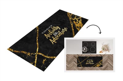 Keukenloper - Loper keuken - Quotes - Avontuur - Goud - Glitter - 120x50 cm - Keukenloper vinyl