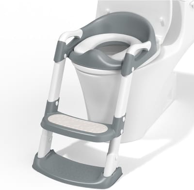 TIM® WC Verkleiner Met Trapje - WC Verkleiner - WC Bril Verkleiner Kinderen - Grijs - 41cm x 33cm x 47cm