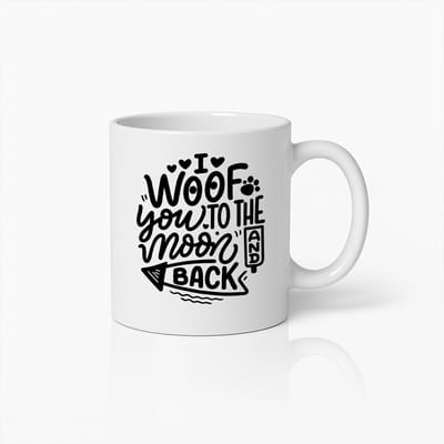 I Woof You to the Moon and Back Koffiemok 330ml – Schattige Hondenliefde Quote Beker – Perfect Cadeau voor Huisdiereigenaren & Dierenliefhebbers