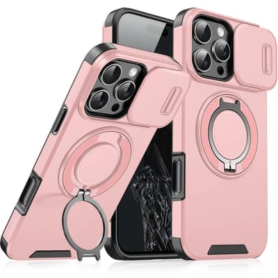 Étui de Luxe Robuste Armure avec Support Magnétique pour iPhone 16 14 13 12 11 15 Pro Max Plus Protection Coulissante de l'Appareil Photo Coque PC For iphone14Plus gray