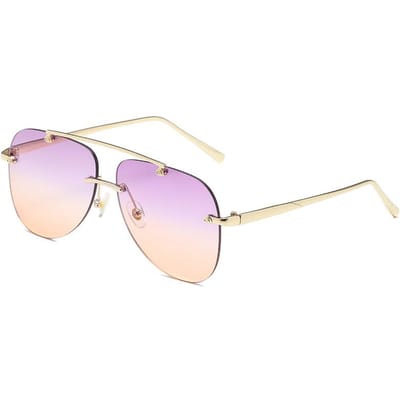 Nouveaux Lunettes de Soleil Ovale Sans Bordure Lunettes de Soleil Designer Métal Protection Solaire Pour Femmes Vision Extérieure Conduite Port UV400 Oculos De Sol As shown in the figu white