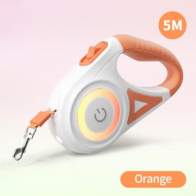 Rojeco 5M Automatische Intrekbare Hondentuigje LED Lichtgevende Leiding Mode Lichtbanden Voor Hond Puppy Huisdier Flexi Wandelen Rennen Leiding oranje