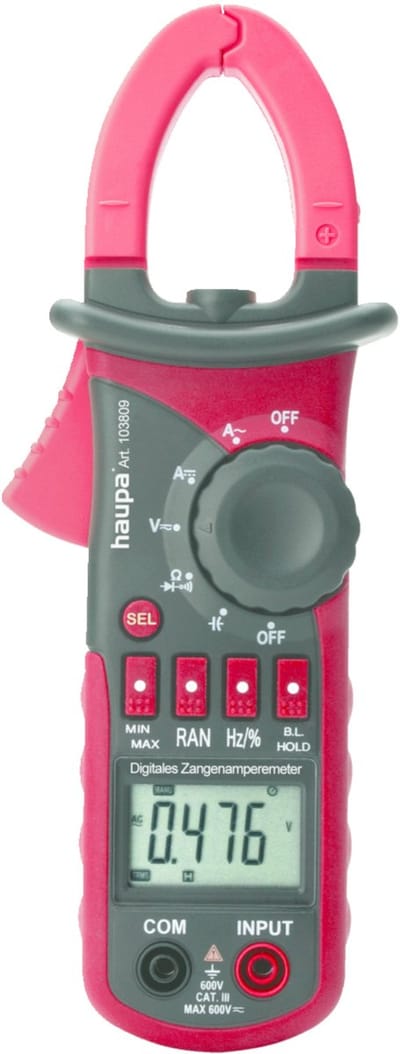 Haupa Stroomtang Multi Clamp II - AC- als DC-stromen tot 600 V - Breed inzetbaar - Goed afleesbaar LCD-scherm - LED-verlichting op de meetpunten