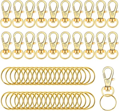 100 stuks sleutelhangers, karabijnhaken, 25 mm sleutelring, multifunctionele sleutelhanger, haak voor sleutelhanger, karabijnhaak voor tassen, afneembare draaibare karabijnhaak, voor doe-het-zelf