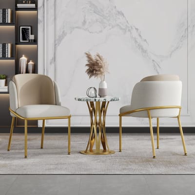 PHOEBE CAT Eetkamerstoel - Set van 2 - Vergulde metalen poten - Beige