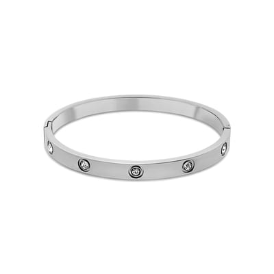 CO88 Collection 8CB-91379-W – Armband Dames – 6 mm met 10 Zirkonia – Zilverkleurig RVS – Cadeau voor Vrouwen