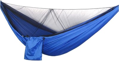 Hangmat Dubbel Net - Schommelstoel Net - Buiten Ontspannen - Eenvoudige Installatie - 290 x 140 cm - Blauw Zwart