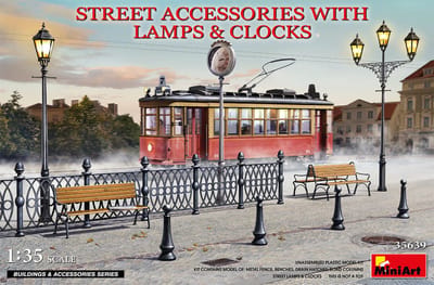 MiniArt Modelbouwpakket Militaire voertuigen - 35639 Street Accessoires with Lamps - Clocks Plastic - 1:35 - Modelbouw