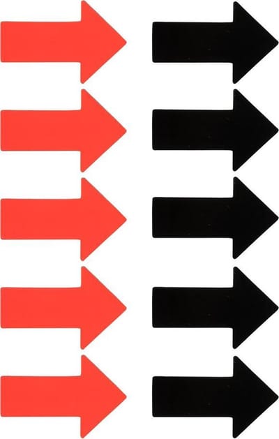 10 Magnetische Pijlen voor op een Whiteboard of Koelkast - 5 Rood 5 Zwart