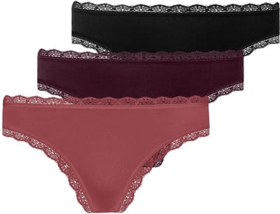 SNOCKS Tanga van Kant - Dames Ondergoed - Naadloos & Comfortabel - Dames Slips - Dames Onderbroeken - 3 Stuks