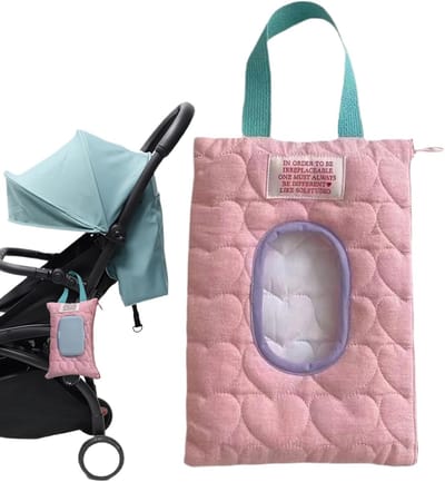 Doekjes Dispenser - Pouch Tas - Baby Verzorging - Gewatteerde Afwerking - 23 x 17 cm - Roze