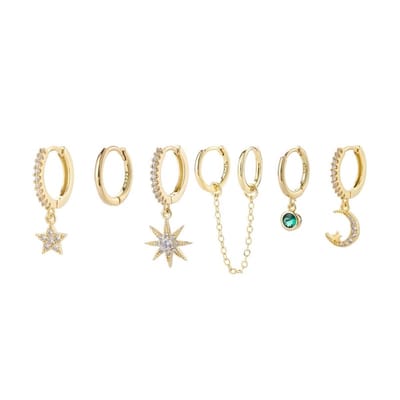 Twinkle Oorbellen Set met Zirkonia Stenen - Verguld Dames Oorbellen - Dames Sieraden