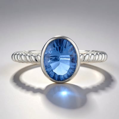 Cavill - Zilveren Ring - 925 Sterling Zilver Geplatineerd - Kleurwisselende Fluoriet 1,97 ct - Concaaf Ovaal 9x7 mm - Elegant & Handgemaakt