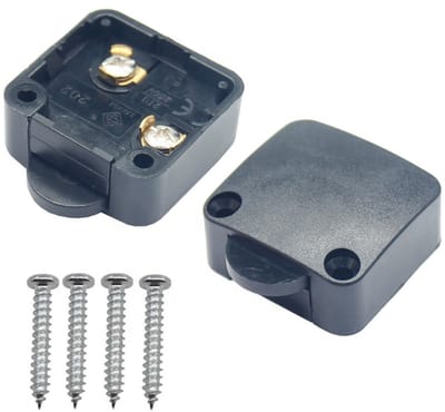 Kastschakelaar 250V 2A – 2 Stuks – Automatische Lichtschakelaar voor in de Kast – Deurcontact Schakelaar – 34x32mm – Zwart
